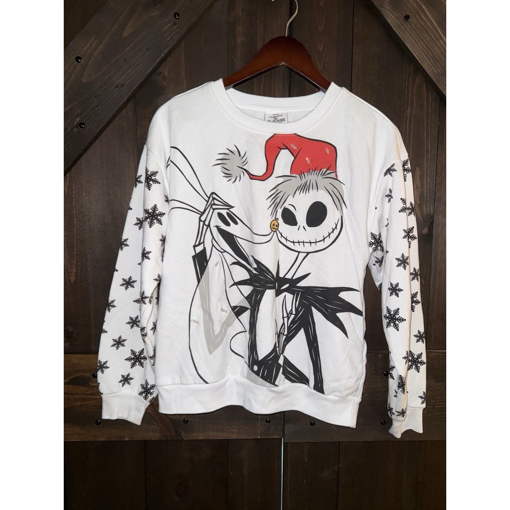 Nightmare Before Christmas Women's XS Sweatshirt Light-Up Fleece White